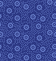 Japanese Dot Flower Vector Seamless Pattern