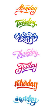 Days of the week in lettering. Monday, Tuesday, Wednesday, Thursday,  Friday, Saturday, Sunday. 13744520 Vector Art at Vecteezy