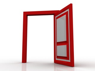 3d illustration red open Door