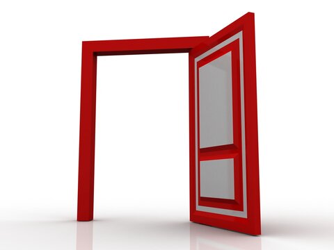 3d illustration red open Door