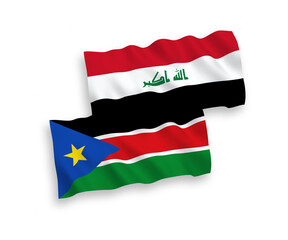 Flags of Republic of South Sudan and Iraq on a white background