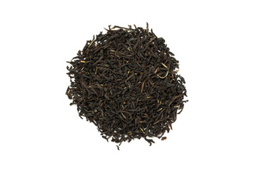 Leaves of black premium dry tea on a white background