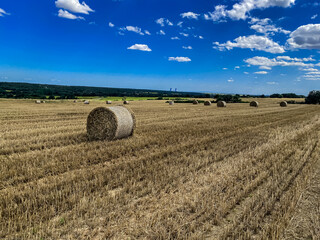 Straw Bale and Cloudy Sky Thrace Turkey Europe