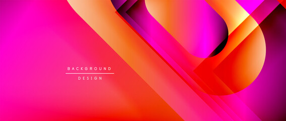 Vector geometric abstract background with lines and modern forms. Fluid gradient with abstract round shapes and shadow and light effects
