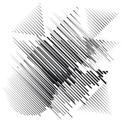 Logo with speed lines in circle, rectangle and triangle form .Square unusual icon Design .Black Vector stripes .Geometric shape.