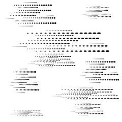 Halftone dots in Speed Lines Form . Vector Illustration .Technology  Logo . Design element . Abstract Geometric shape . 