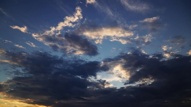 sunset sky time lapse in the evening, beautiful clouds as a background
