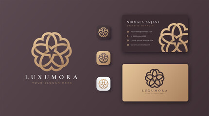 luxury flower logo design with business card