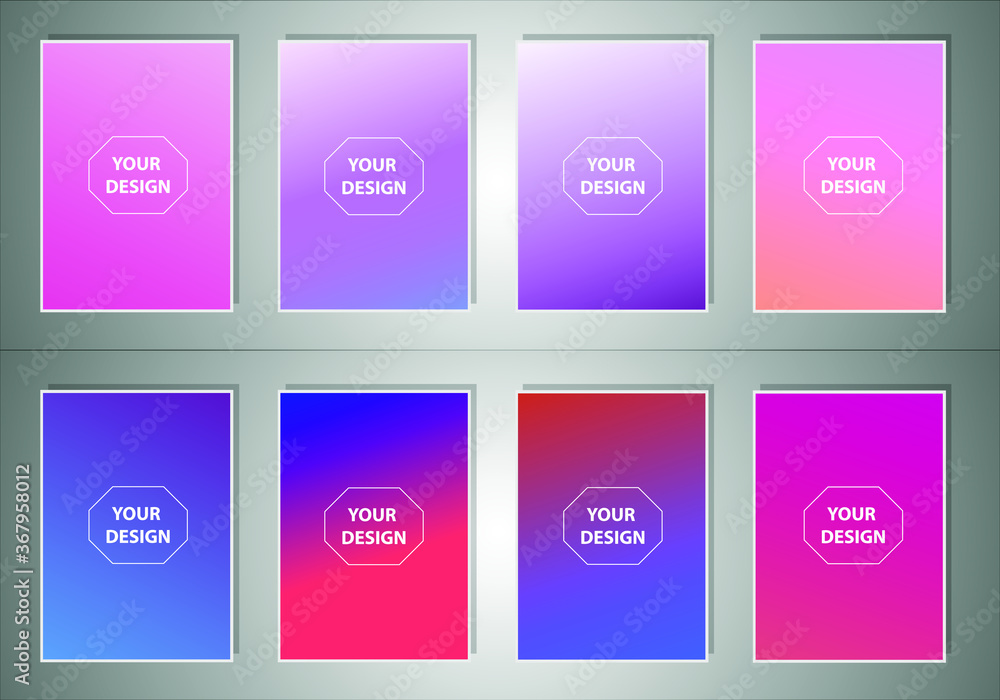 Poster set of abstract vector gradient backgrounds. colorful texture for your design. mobile app template