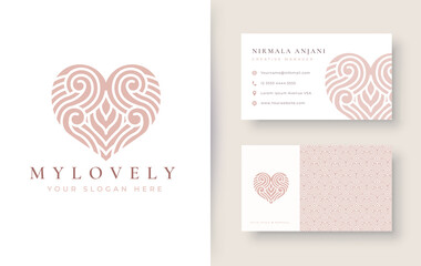 abstract love logo with business card design