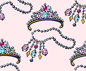 Vector background hand drawn jewelery. Hand drawn ink illustration. Modern ornamental decorative background. Vector pattern. Print for textile, cloth, wallpaper, scrapbooking