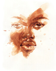 african american woman. illustration. watercolor painting 