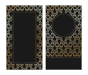 Set of golden metallic damask pattern vector backgrounds