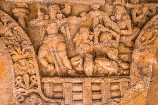 Detail of the hand-carved images on the exterior of Indian Hindu Temples.