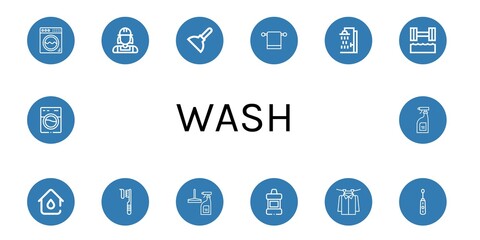 wash simple icons set