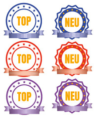 Top und Neu Abzeichen, Banner
