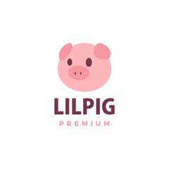 cute pig flat logo vector icon illustration
