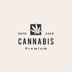 cannabis hipster vintage logo vector icon illustration