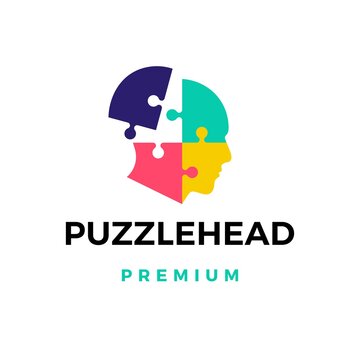 puzzle head logo vector icon illustration