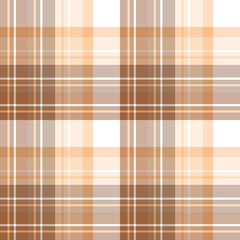 Seamless pattern in simple brown, beige and white colors for plaid, fabric, textile, clothes, tablecloth and other things. Vector image.