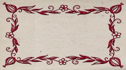 Greeting card with flower ornamental frame - 3D illustration