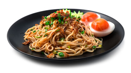 Vietnames Rice Noodles with Chili Sauce served Boiled Eggs