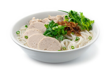 Vietnamese Rice Noodles Soup with Pork Spare Ribs and Vietnamese Sausage
