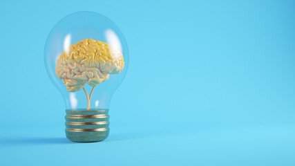 Brain on lightbulb concept
