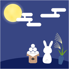 十五夜_お月見をするうさぎ