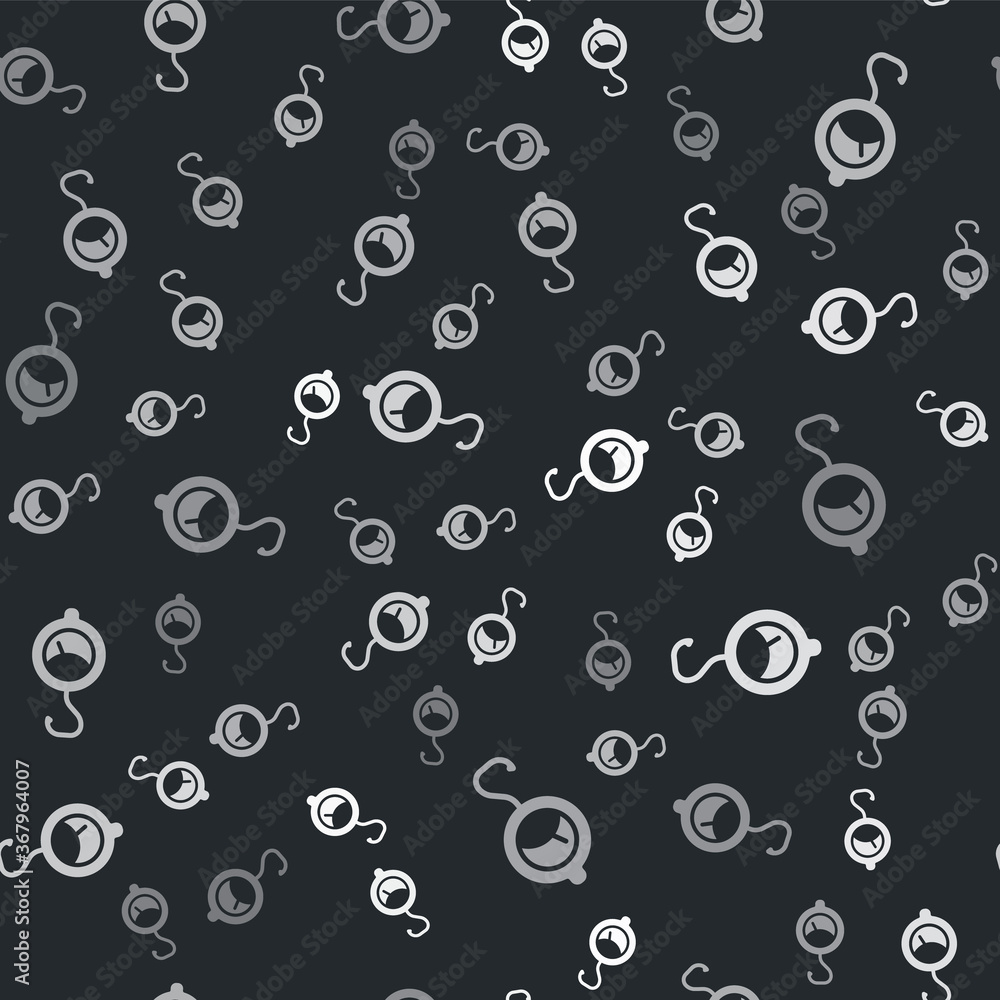 Poster grey spring scale icon isolated seamless pattern on black background. balance for weighing. determin
