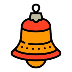 Christmas red bell tree toy icon. Outline Christmas red bell tree toy vector icon for web design isolated on white background