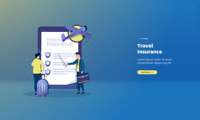 Travel protection insurance on illustration concept