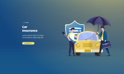 Car protection insurance illustration concept