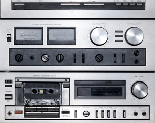 Close up on a vintage stereo music player