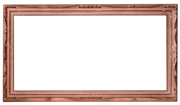 Empty natural wood rectangular vintage frame