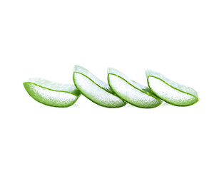 Aloe sliced, isolated on a white background