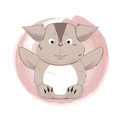 smiling creature cartoon with raised arms