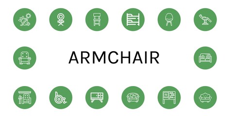 armchair simple icons set