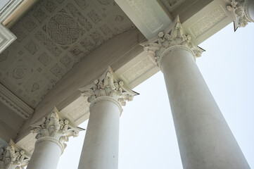 Beautiful classic facade of a building with columns in Europe