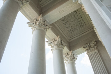 Beautiful classic facade of a building with columns in Europe