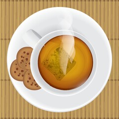 green tea with biscuit