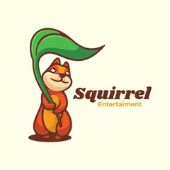Vector Logo Illustration Squirrel Simple Mascot Style.