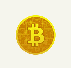 Isometric yellow bitcoin sign internet money vector