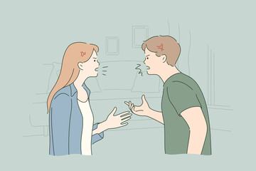 Fototapeta premium Couple, quarrel, confict, divorce, stress concept