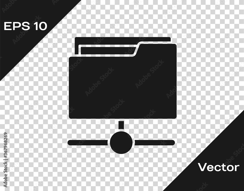 Poster black ftp folder icon isolated on transparent background. software update, transfer protocol, router