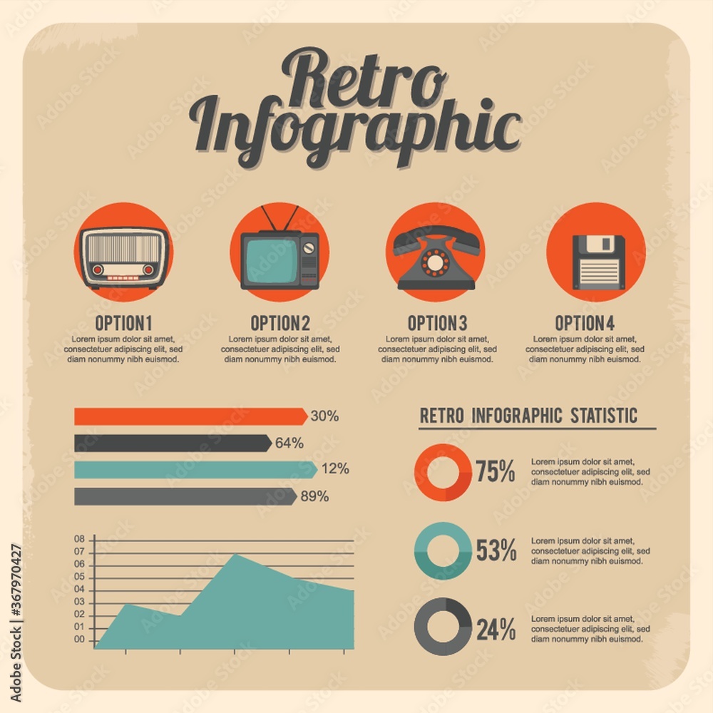 Sticker retro infographic