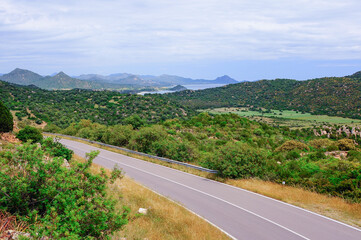 coastal road in the south coast of sardinia