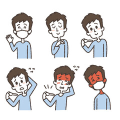 男性の体調不良のイラストセット