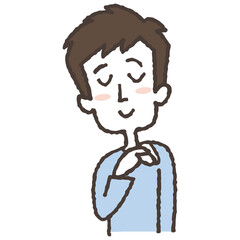 体温を測る男性のイラスト