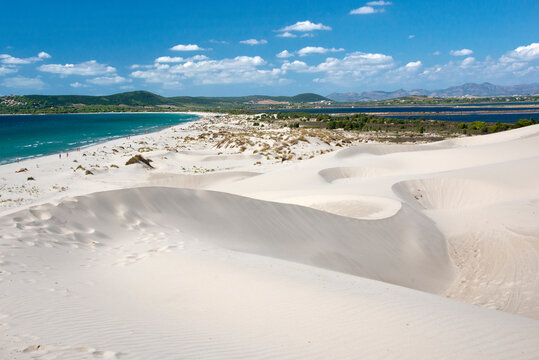 White Sand In Porto Pino Beach, Sardinia